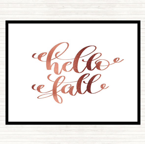 Rose Gold Hello Fall Quote Mouse Mat Pad