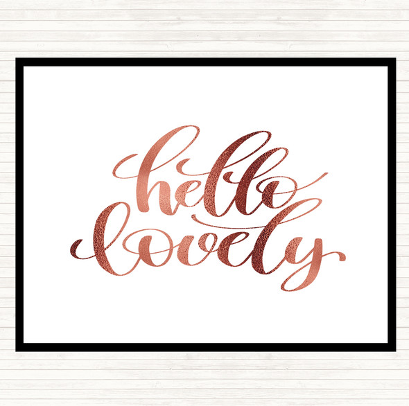 Rose Gold Hello Lovely Quote Mouse Mat Pad