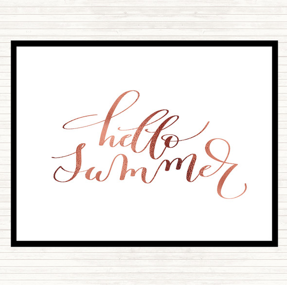 Rose Gold Hello Summer Quote Dinner Table Placemat