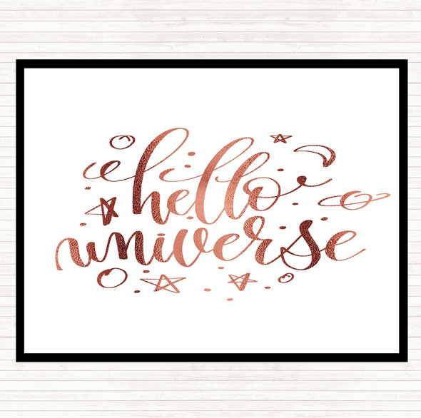 Rose Gold Hello Universe Quote Mouse Mat Pad