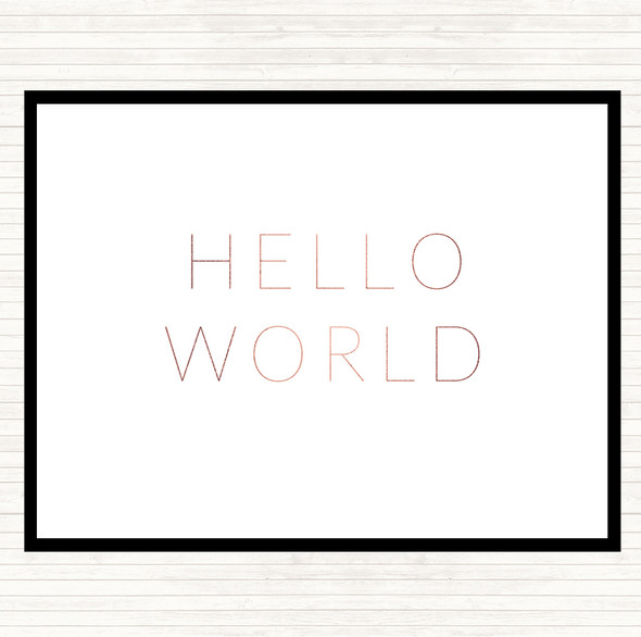 Rose Gold Hello World Quote Mouse Mat Pad