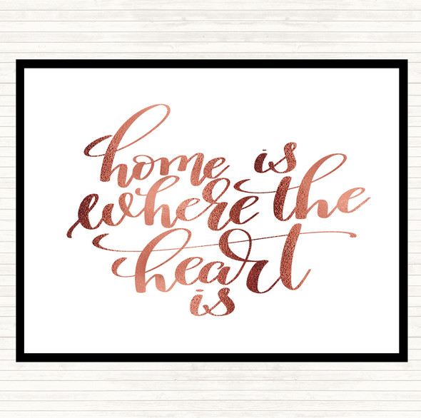 Rose Gold Home Is Where The Heart Is Quote Mouse Mat Pad
