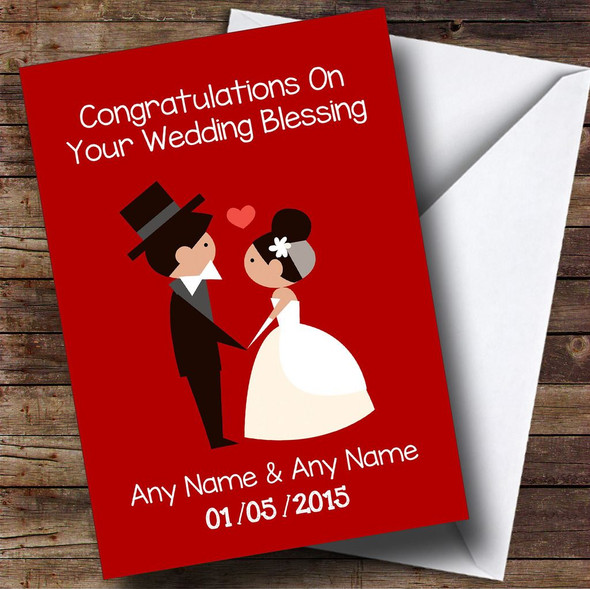 Deep Red Doodle Personalised Wedding Blessing Card