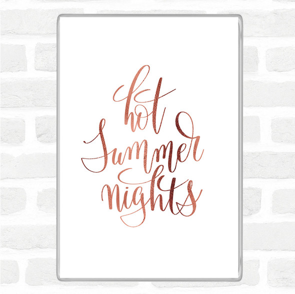 Rose Gold Hot Summer Nights Quote Jumbo Fridge Magnet