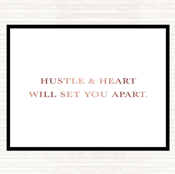 Rose Gold Hustle And Heart Quote Mouse Mat Pad