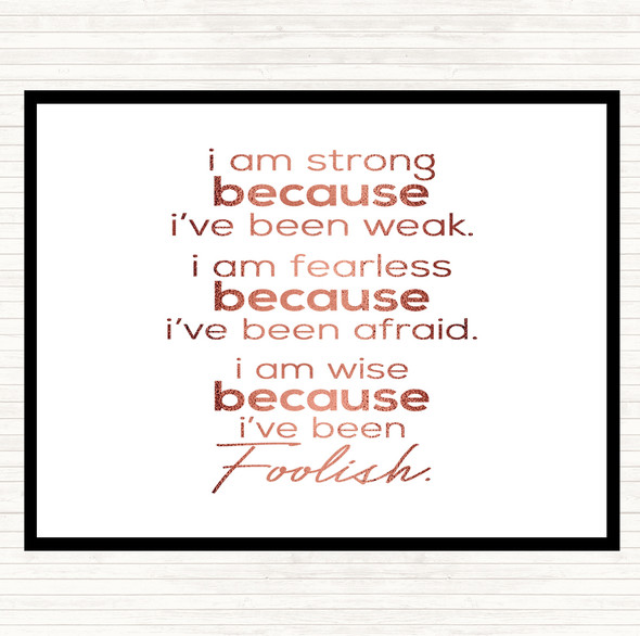 Rose Gold I Am Strong Quote Dinner Table Placemat