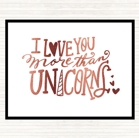 Rose Gold I Love You Unicorn Quote Mouse Mat Pad