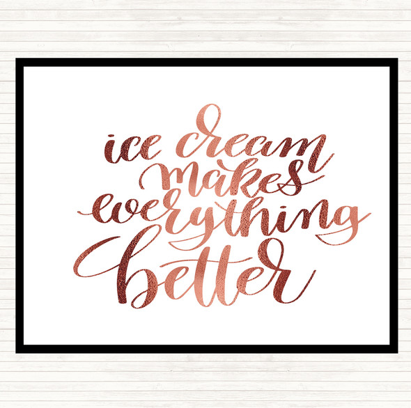 Rose Gold Ice Cream Quote Mouse Mat Pad