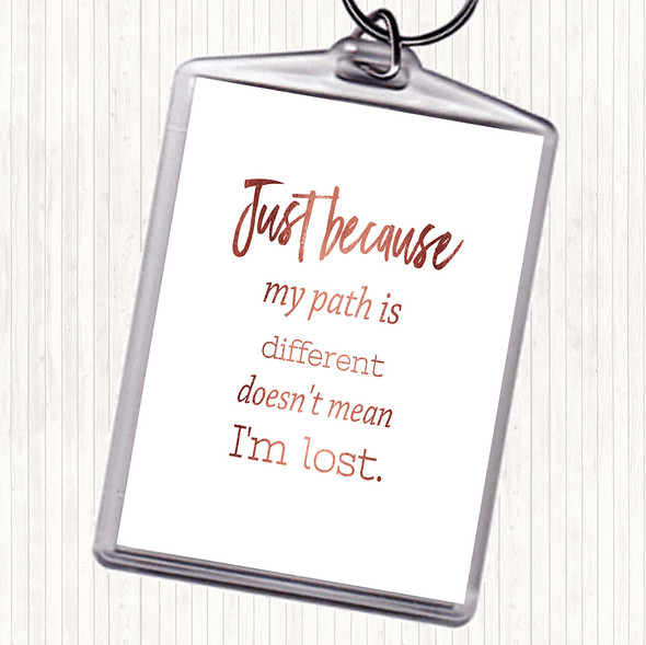 Rose Gold I'm Lost Quote Bag Tag Keychain Keyring