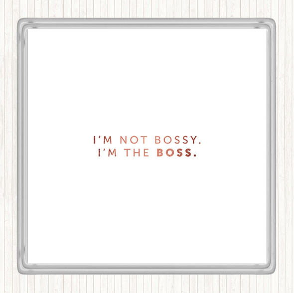 Rose Gold I'm The Boss Quote Drinks Mat Coaster