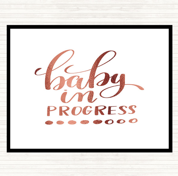 Rose Gold Baby In Progress Quote Mouse Mat Pad