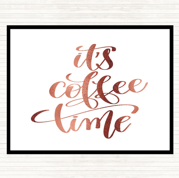 Rose Gold Its Coffee Time Quote Mouse Mat Pad