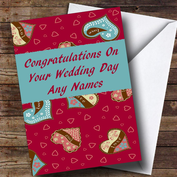 Lovely Love Hearts Romantic Personalised Wedding Day Card