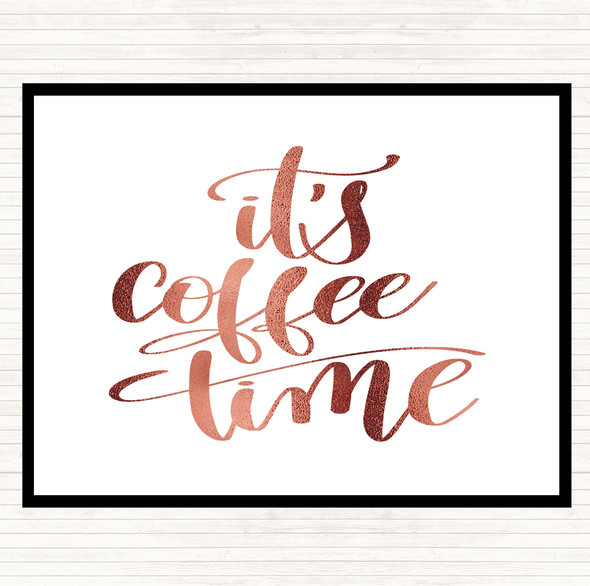 Rose Gold It's Coffee Time Quote Mouse Mat Pad