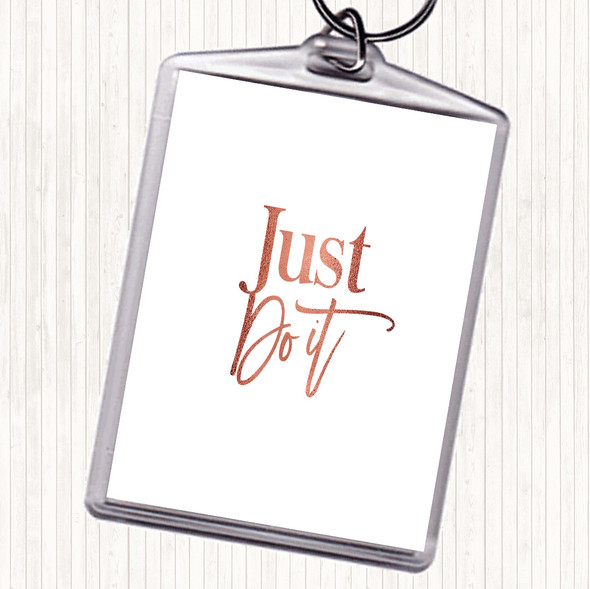 Rose Gold Just Do It Quote Bag Tag Keychain Keyring