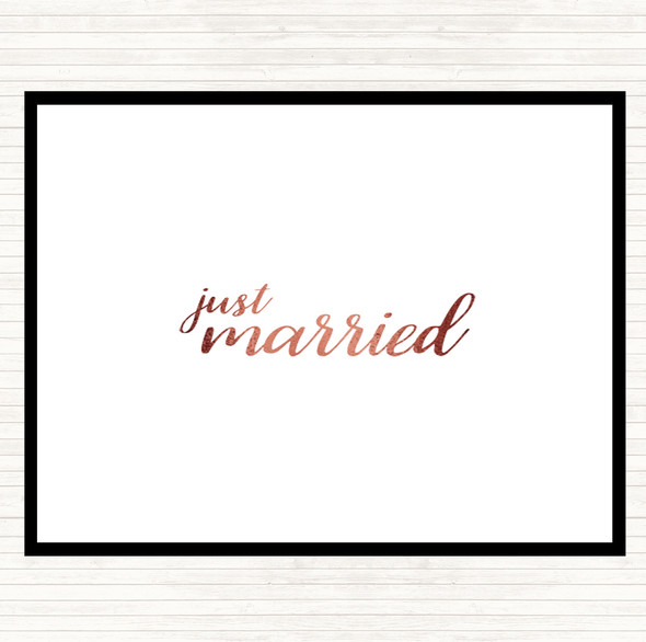 Rose Gold Just Married Quote Mouse Mat Pad