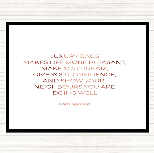 Rose Gold Karl Photographs -Luxury Bags Quote Dinner Table Placemat