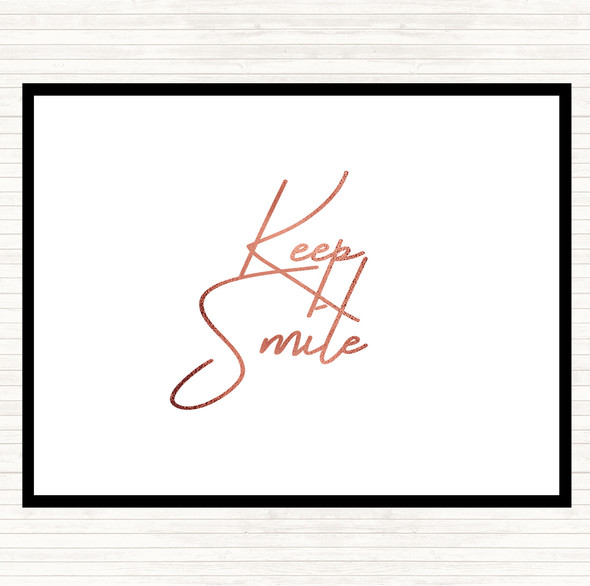 Rose Gold Keep A Smile Quote Mouse Mat Pad