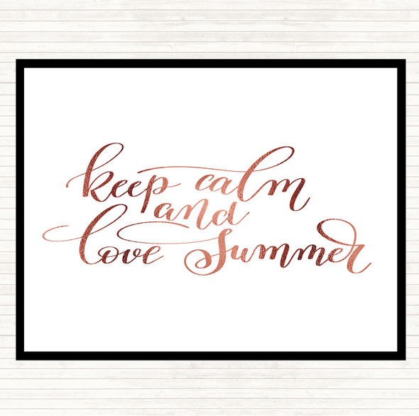 Rose Gold Keep Calm Love Summer Quote Mouse Mat Pad