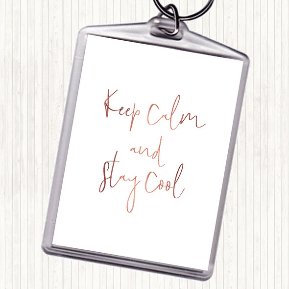 Rose Gold Keep Calm Quote Bag Tag Keychain Keyring