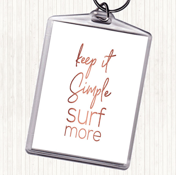 Rose Gold Keep It Simple Quote Bag Tag Keychain Keyring