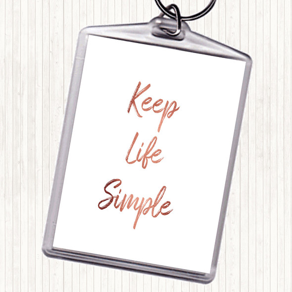 Rose Gold Keep Life Quote Bag Tag Keychain Keyring