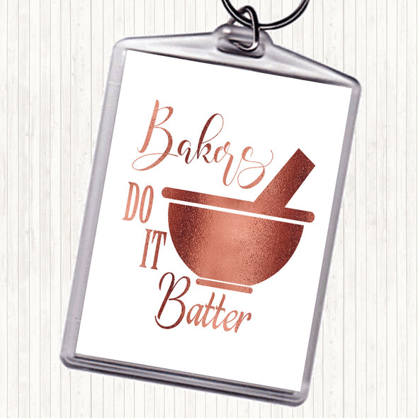 Rose Gold Bakers Do It Batter Quote Bag Tag Keychain Keyring