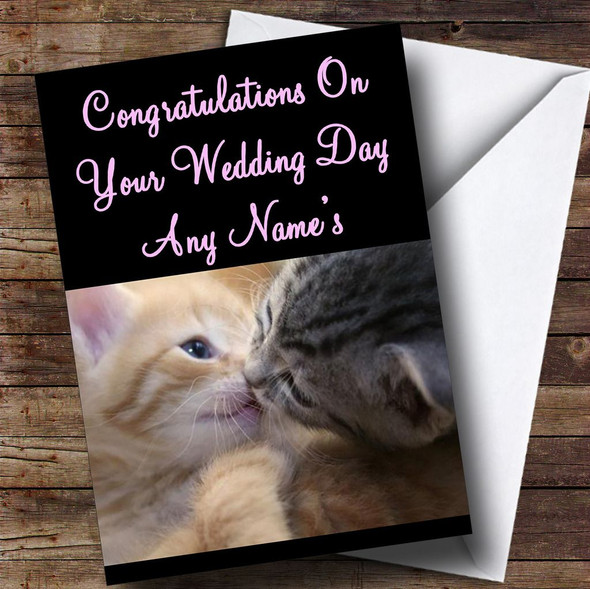Cats Kissing Personalised Wedding Day Card