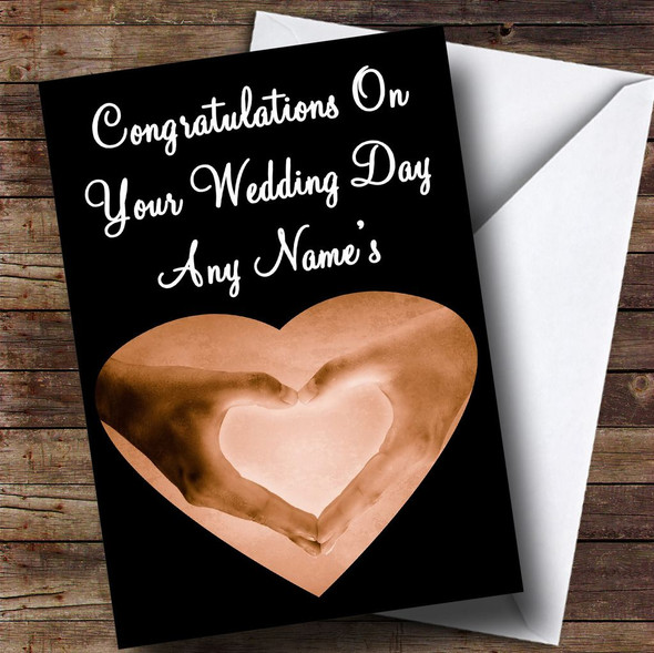 Love Heart Hands Personalised Wedding Day Card