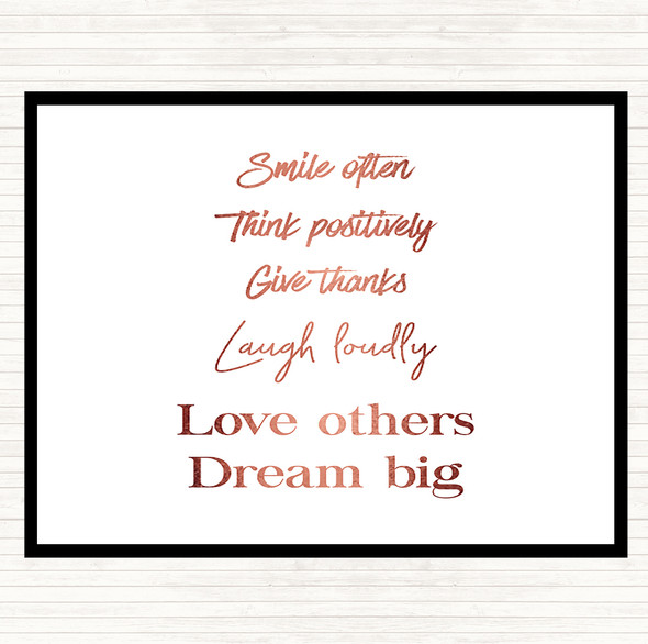 Rose Gold Laugh Loudly Quote Dinner Table Placemat