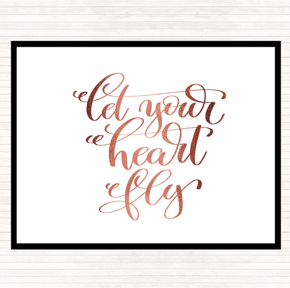 Rose Gold Let Your Heart Fly Quote Mouse Mat Pad