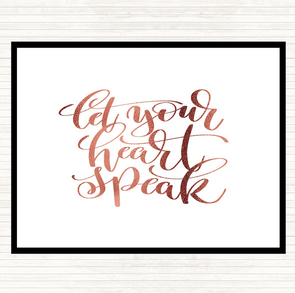 Rose Gold Let Your Heart Speak Quote Mouse Mat Pad