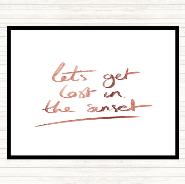 Rose Gold Lets Get Lost Sunset Quote Mouse Mat Pad