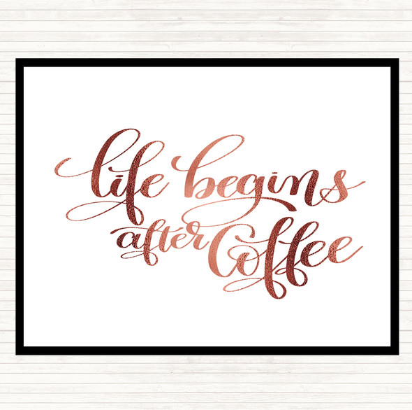 Rose Gold Life After Coffee Quote Mouse Mat Pad
