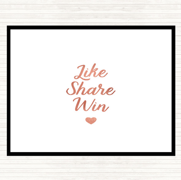 Rose Gold Like Share Win Quote Mouse Mat Pad