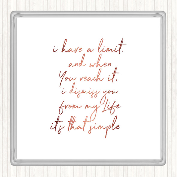 Rose Gold Limit Quote Drinks Mat Coaster