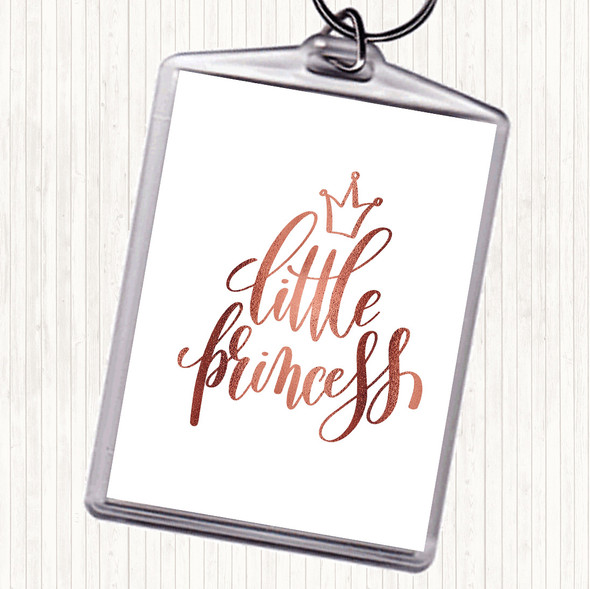 Rose Gold Little Princess Quote Bag Tag Keychain Keyring