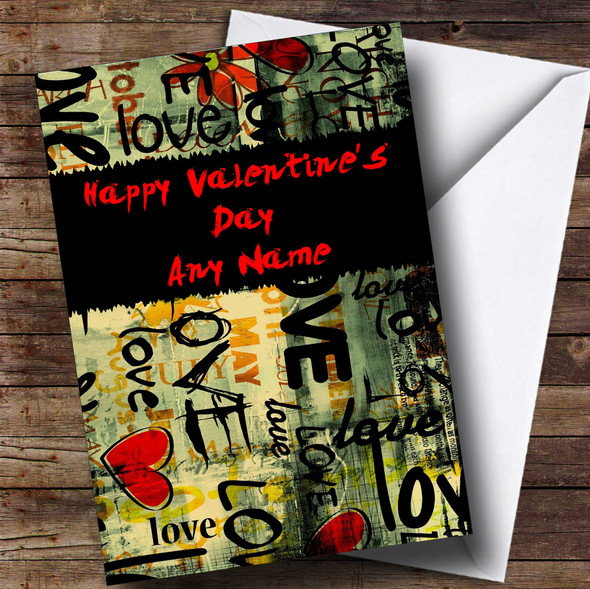 Love Graffiti Romantic Personalised Valentine's Card