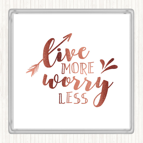 Rose Gold Live More Arrow Quote Drinks Mat Coaster