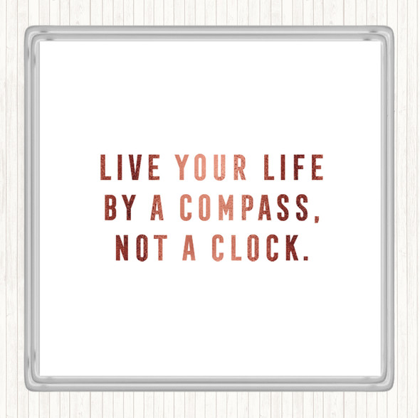 Rose Gold Live Your Life Quote Drinks Mat Coaster