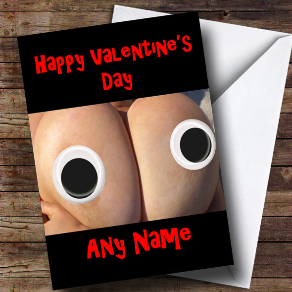 Funny Googly Eye Breasts Romantic Personalised Valentine's Card