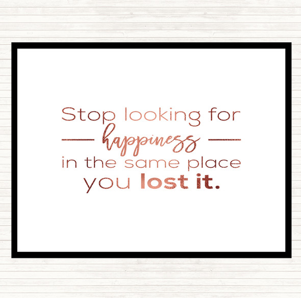 Rose Gold Looking For Happiness Quote Mouse Mat Pad