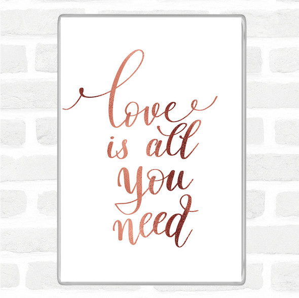Rose Gold Love Is All You Need Quote Jumbo Fridge Magnet