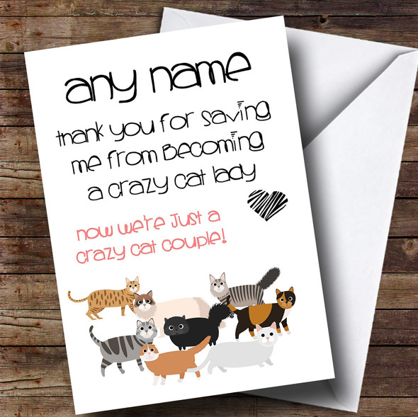 Valentines Crazy Cat Lady Personalised Valentines Card