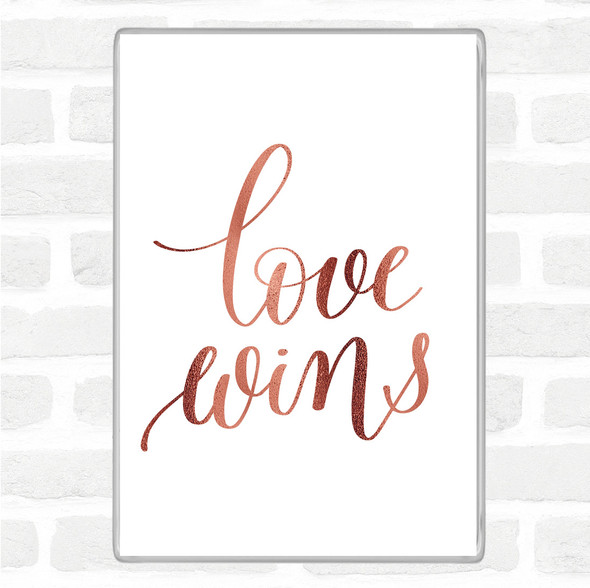 Rose Gold Love Wins Swirl Quote Jumbo Fridge Magnet