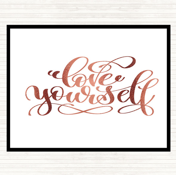Rose Gold Love Yourself Swirl Quote Mouse Mat Pad
