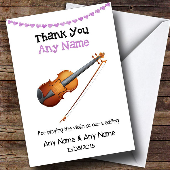 Thank You For Playing Violin At Our Wedding Personalised Thank You Card