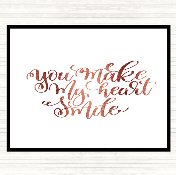 Rose Gold Make My Heart Smile Quote Mouse Mat Pad