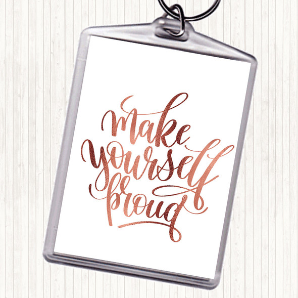 Rose Gold Make Yourself Pound Quote Bag Tag Keychain Keyring