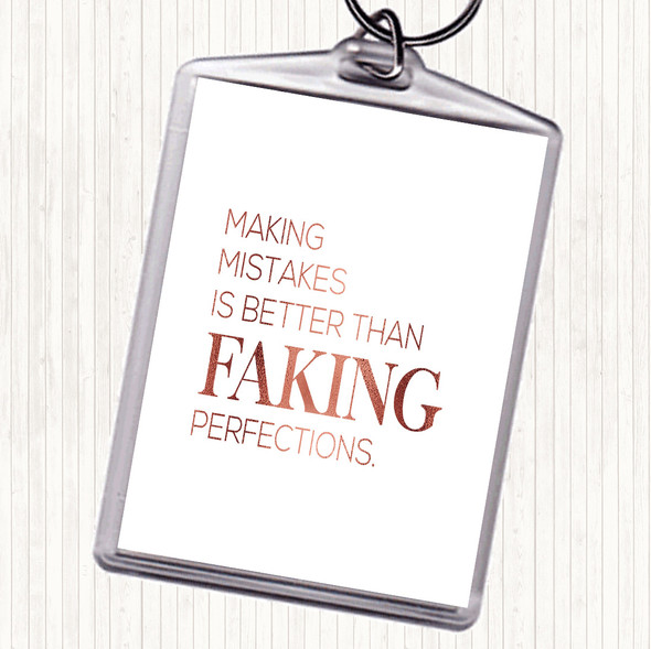 Rose Gold Making Mistakes Quote Bag Tag Keychain Keyring